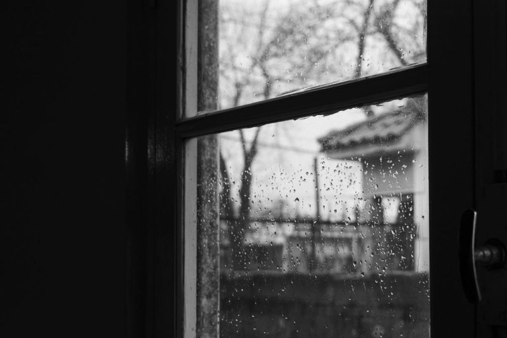 Rain against a window during a storm in Naugatuck, CT